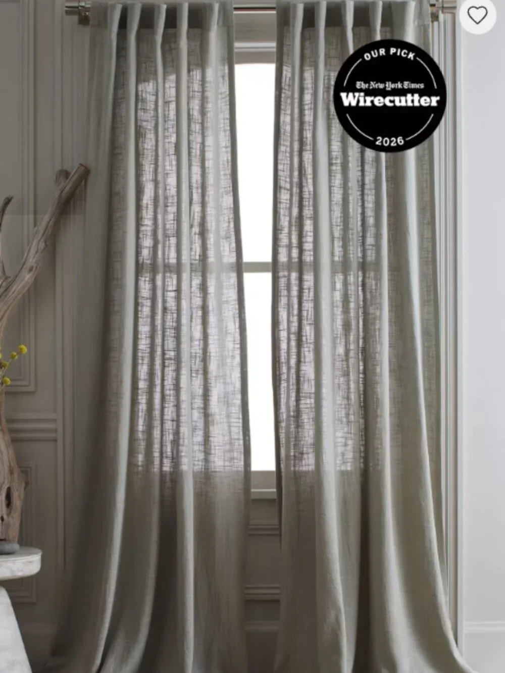 Quince Cotton Sheer Curtain Set (Set of 2) - Grey 48x96 inches